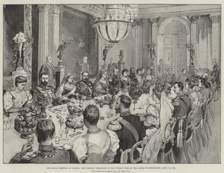 Det kongelige bryllup i Coburg, bryllupsfrokost i tronsalen på slottet Ehrenburg, 19. april 1894